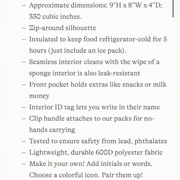 Lands End EZ Wipe Lunch Box Lunch Bag "Brilliant Blue Camo Floral " NWT - Picture 10 of 10